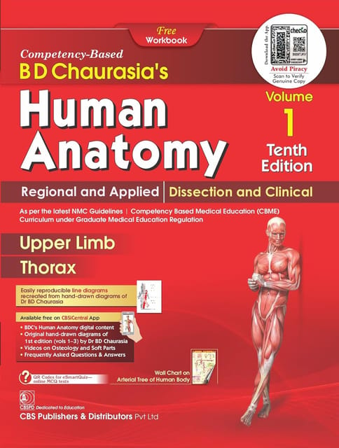 BD Chaurasia Human Anatomy Volume 1, 10th Edition 2024