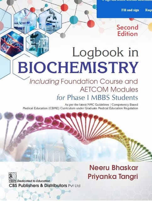 Logbook in Biochemistry, Including Foundation Course and AETCOM Modules for Phase I MBBS Students 2nd Edition 2025 By Neeru Bhaskar