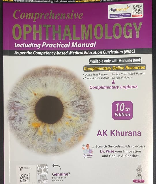 Comprehensive Ophthalmology Including Practical Manual & Complimentary Logbook 10th Revised Edition 2025 By AK Khurana